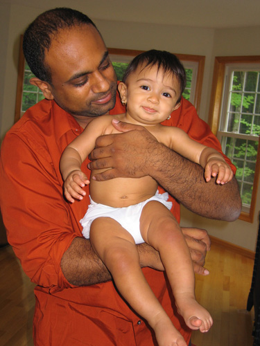 Kali Soleil Athukorala and her dad at their home in Massachusetts in June 2008